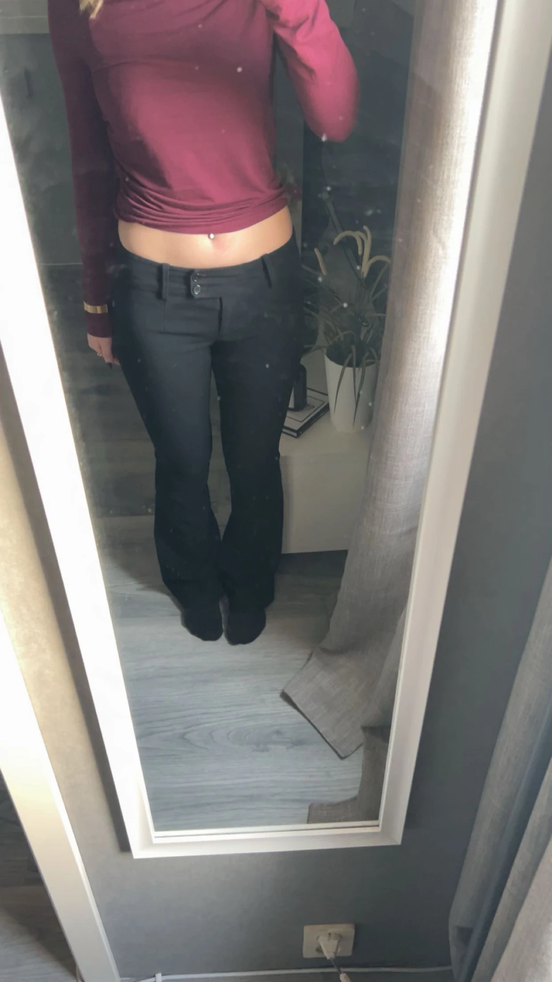 Svarta lågmidjade bootcut kostymbyxor