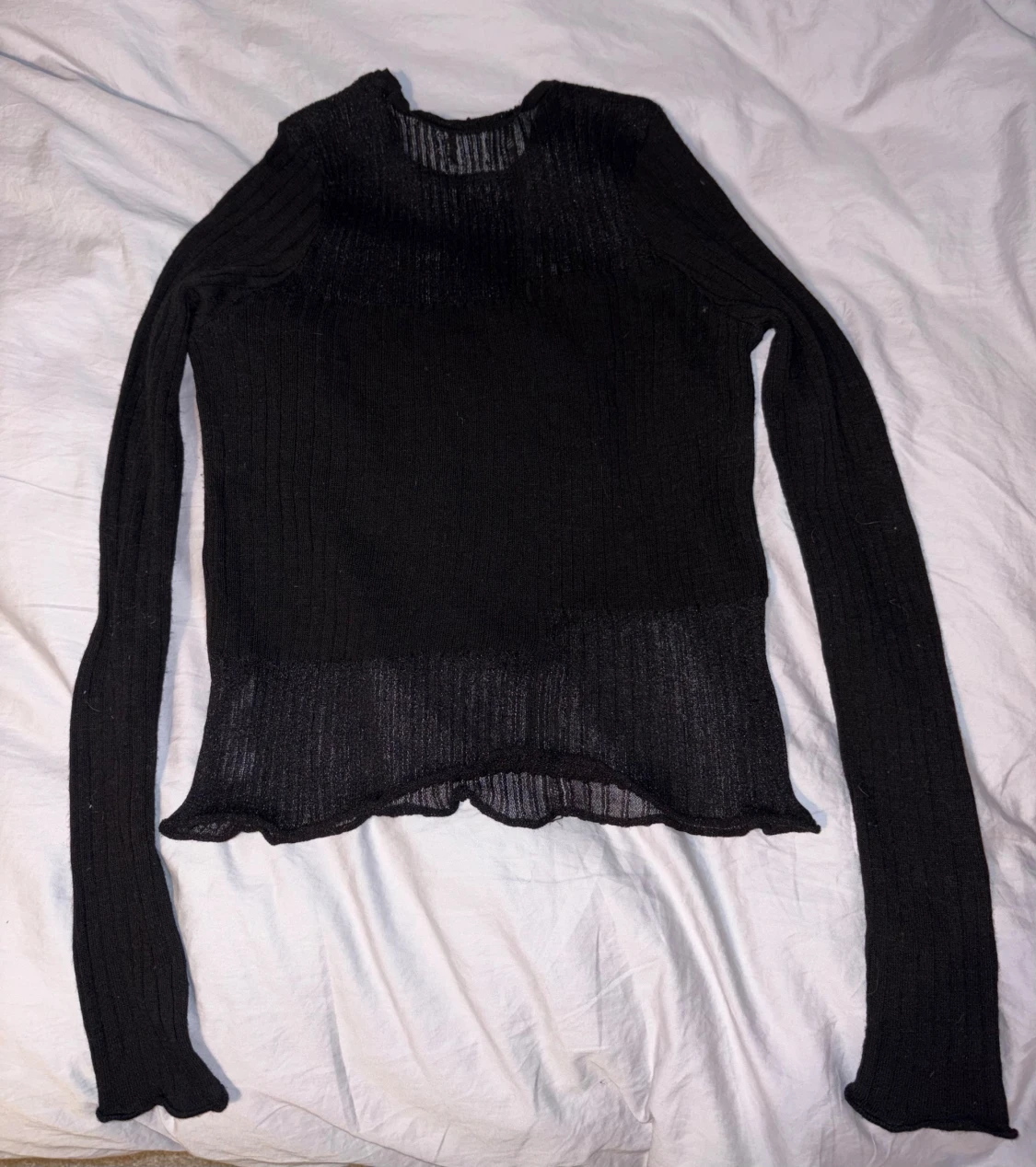 Svart ribbad topp - 1