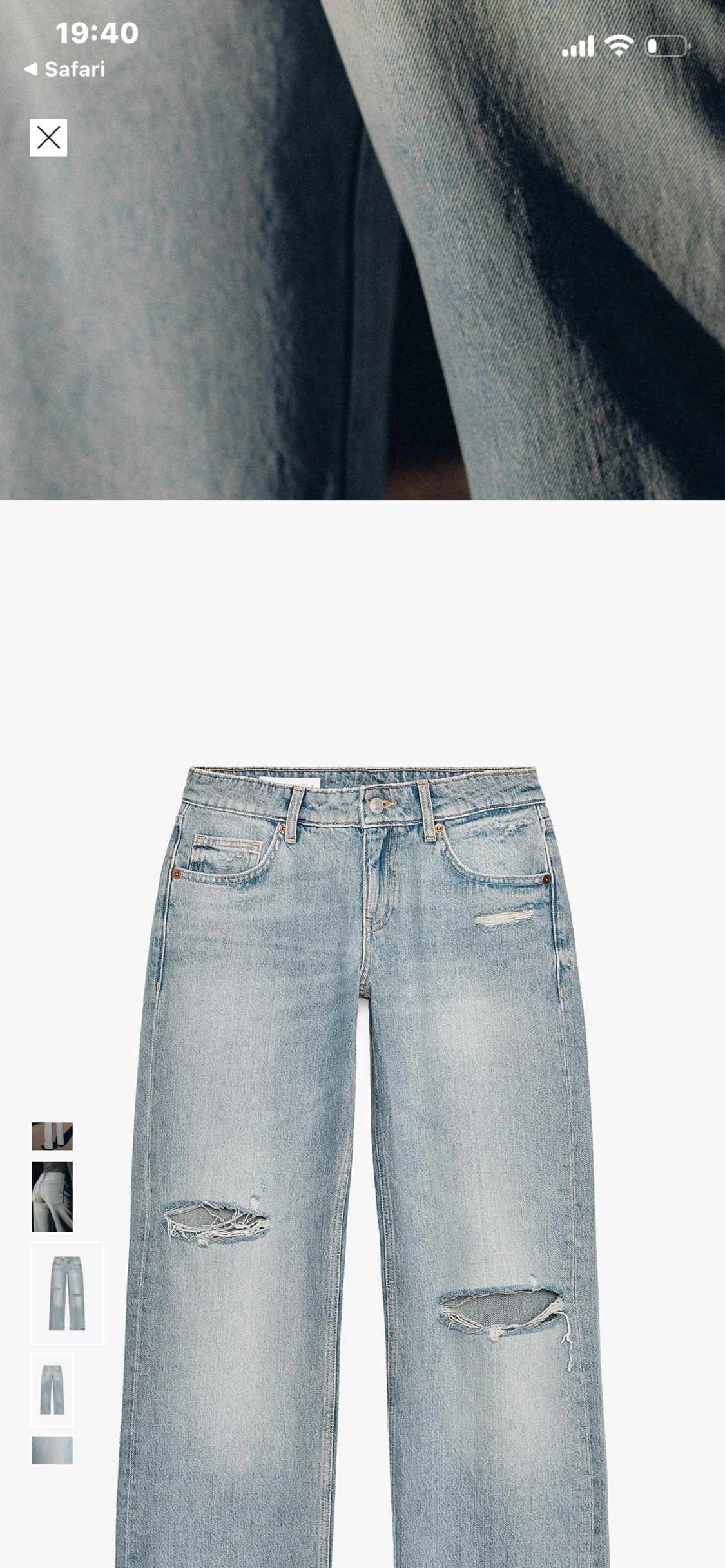 Ljusa lågmidjade jeans med hål 🩷 - 1