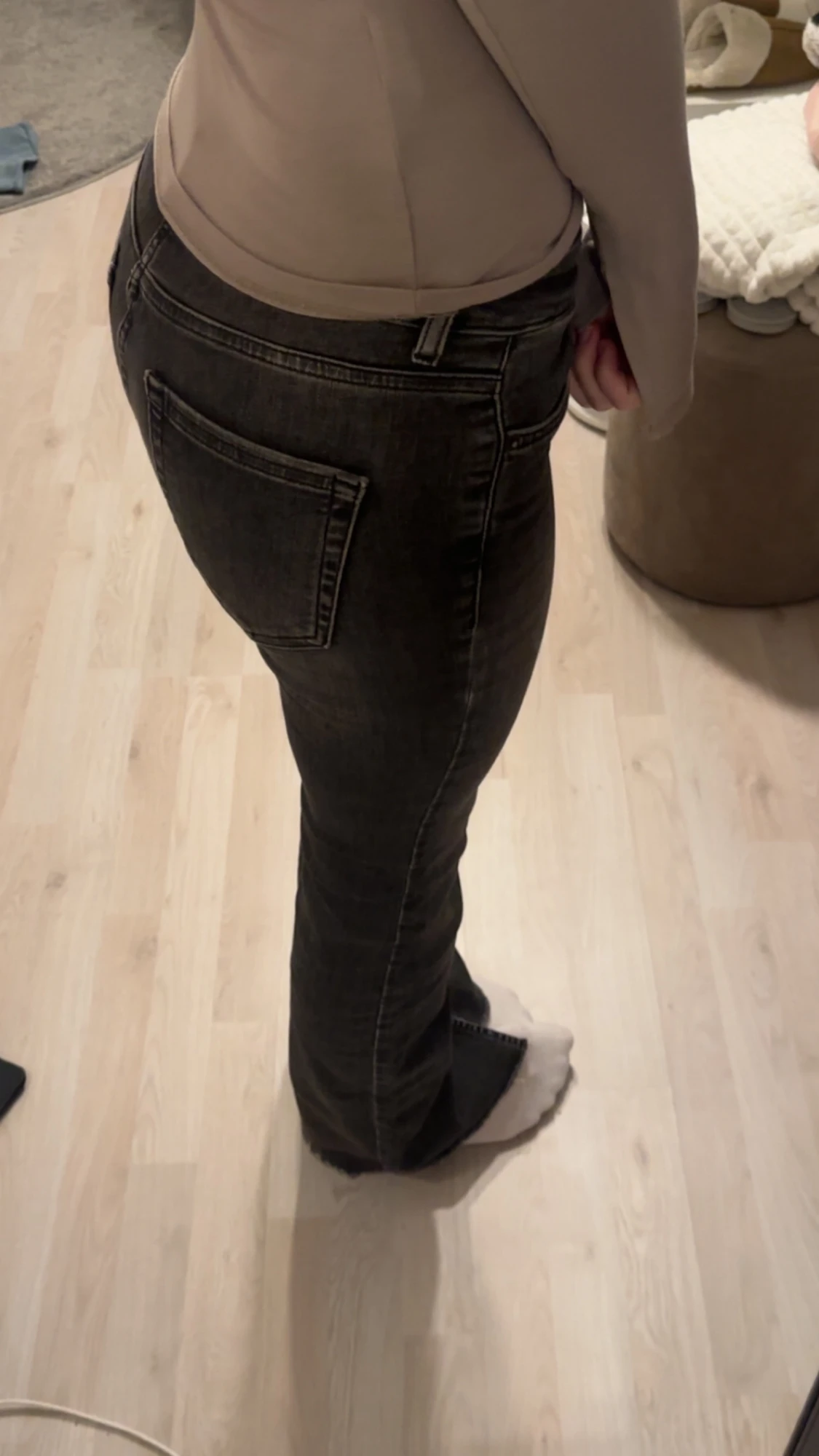 Mörkgråa bootcut jeans med slits - 1