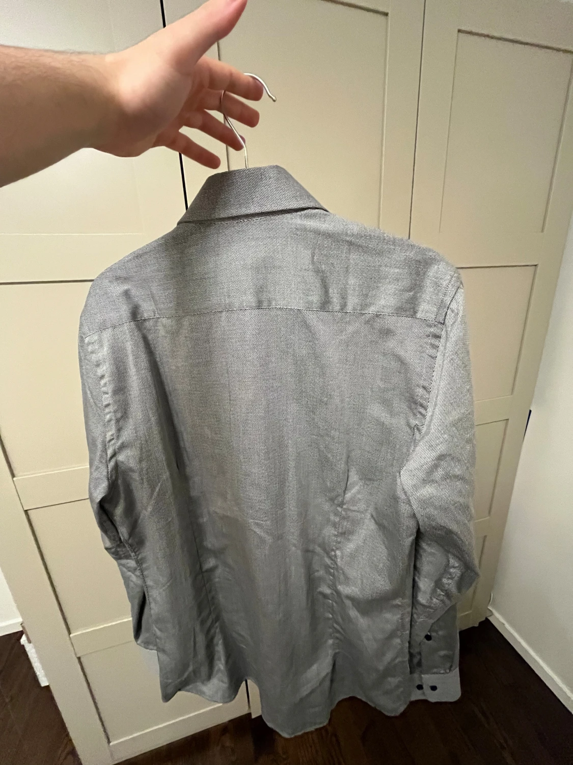 Grå slim fit skjorta  - 1