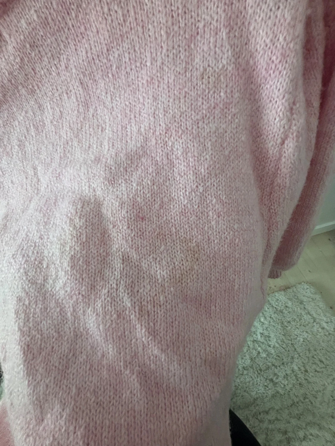 Ljusrosa stickad tröja med puffärm - 3