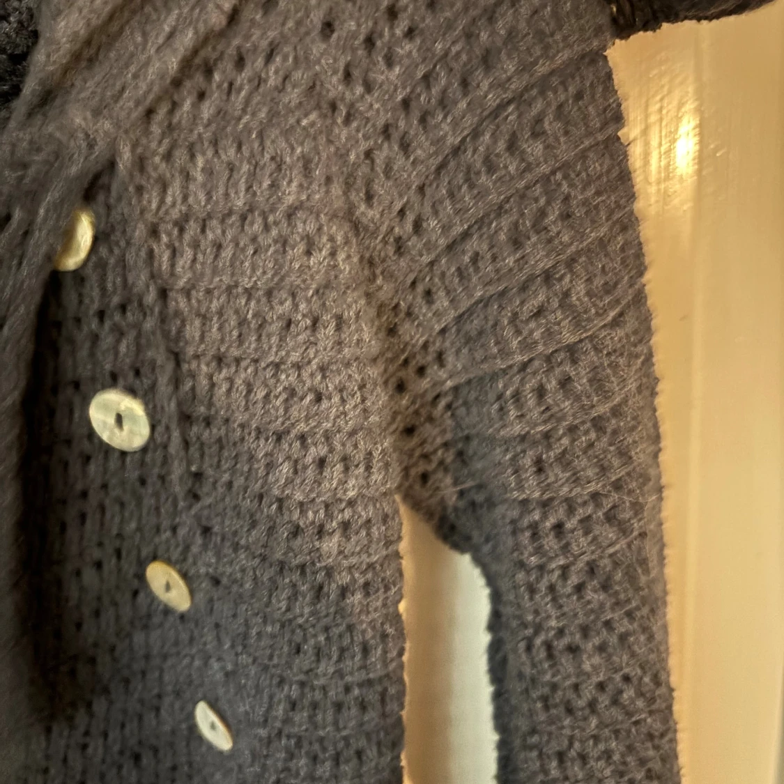 Mörkblå stickad offshoulder tröja Zara - 2