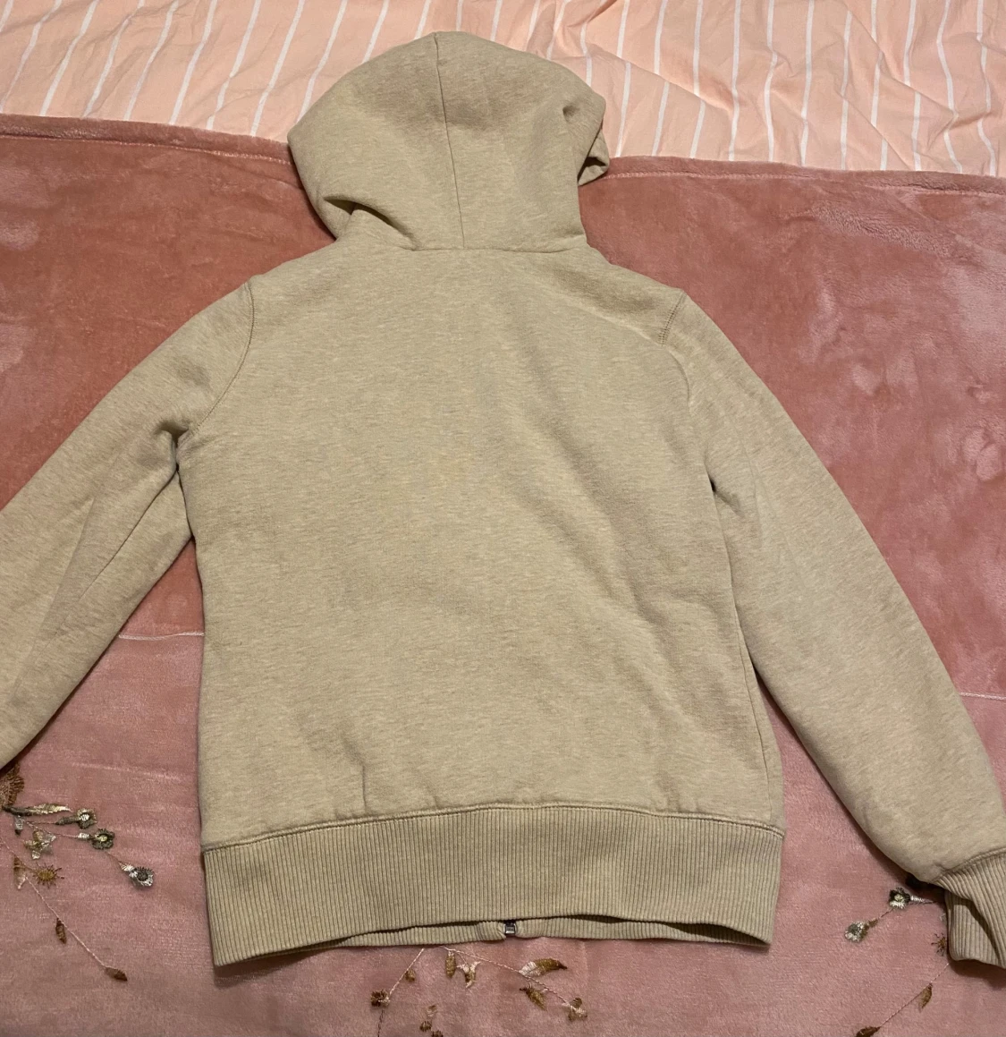 Beige fodrad zip hoodie från Tommy Hilfiger XS - 4
