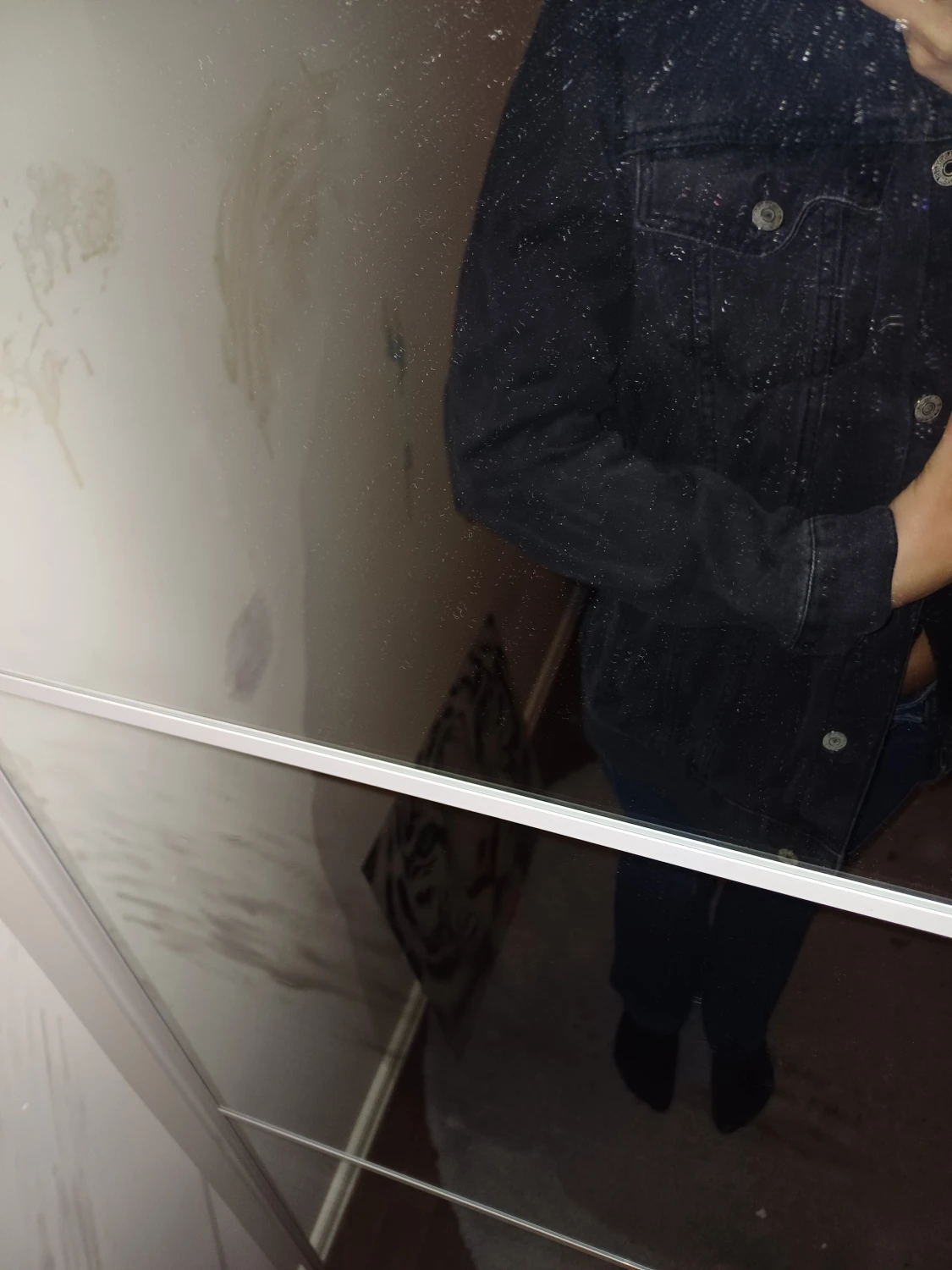 Svart jeansjacka med knappar - 2