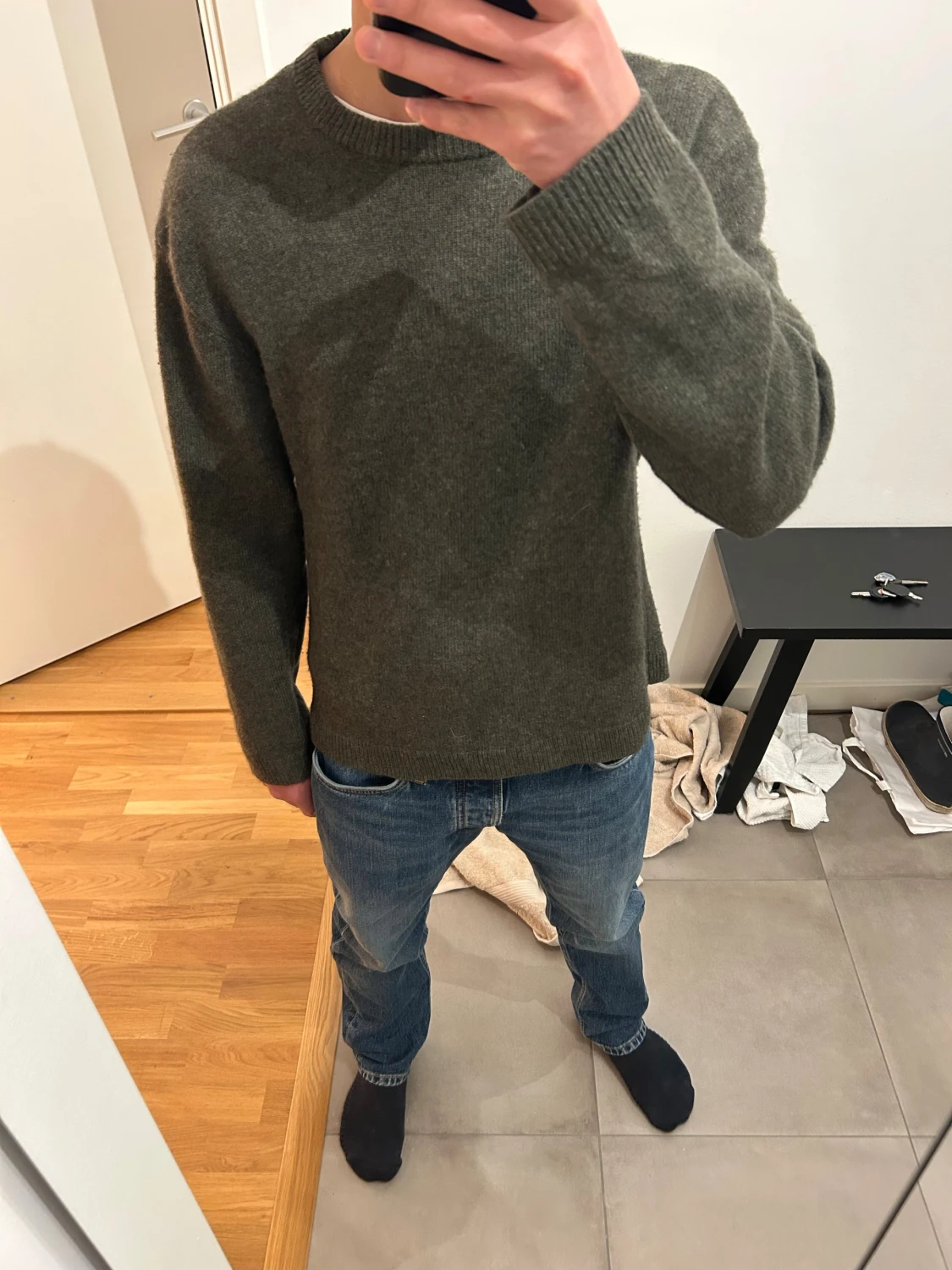 Skogsgrön stickad tröja 