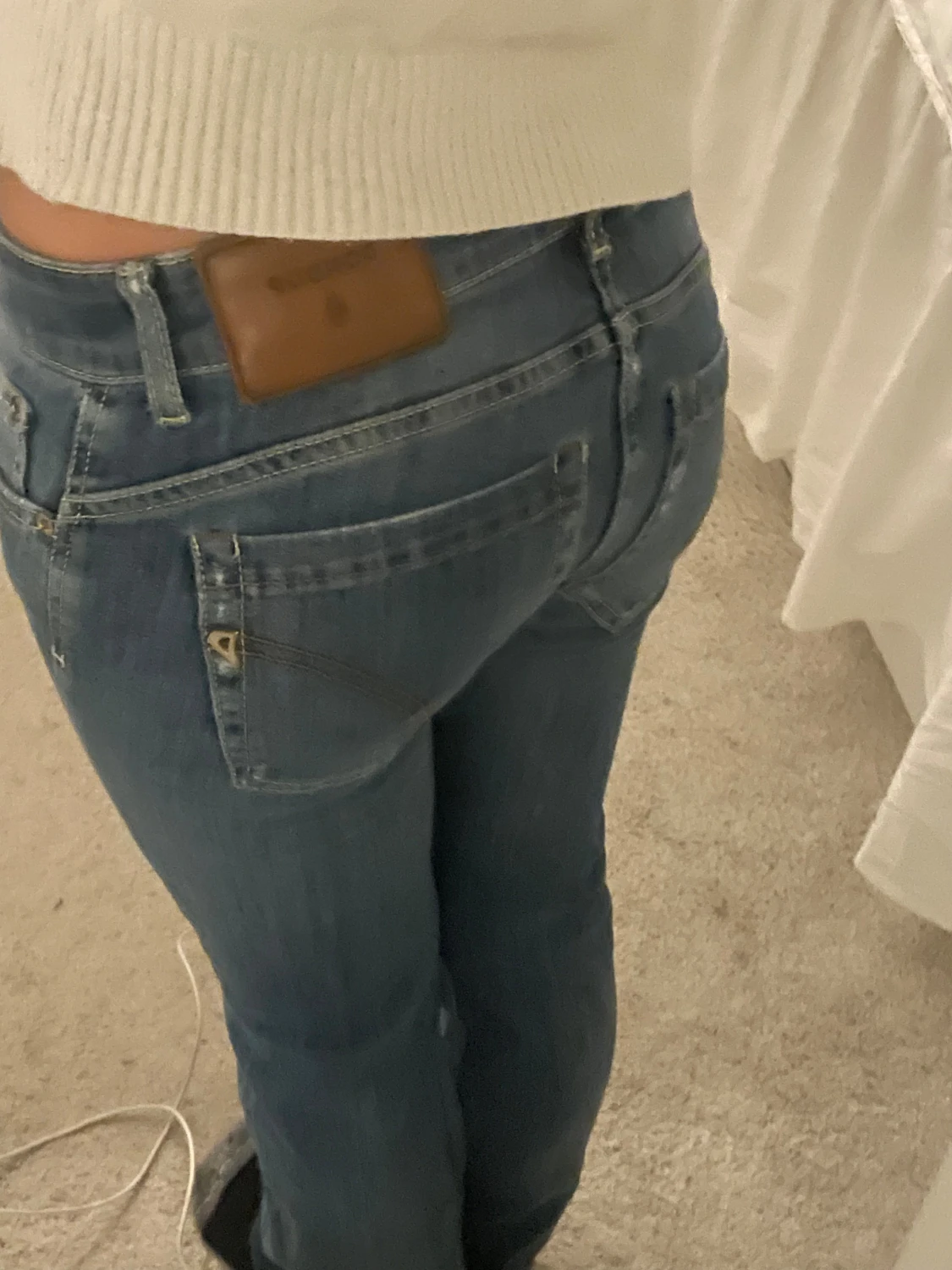 Blå lågmidjade bootcut jeans  - 2