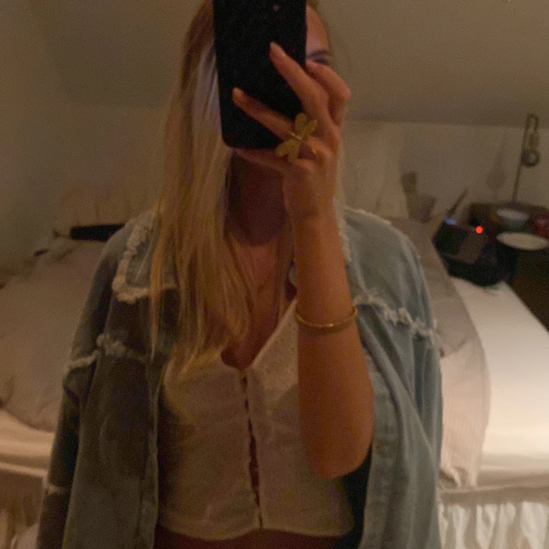 Denim jacka med fransar - 90