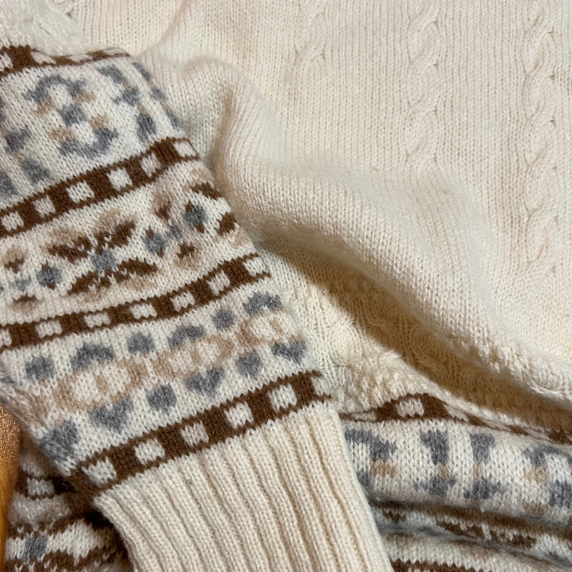 Vit Shetlandsull Stickad TröjSkottland  - 92