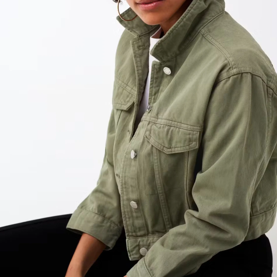 Olivgrön jeansjacka