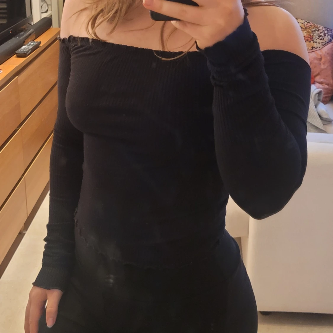 Svart offshoulder topp