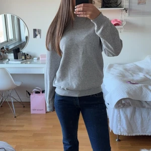 Grå sweatshirt - Säljer en grå sweatshirt med rund hals och långa ärmar. 