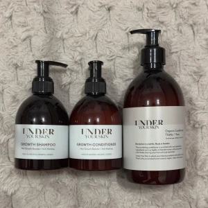 Hårvårdsprodukter från Under Your Skin - Set med schampo och balsam för hårtillväxt. Oöppnad två balsam och en shamcpo.