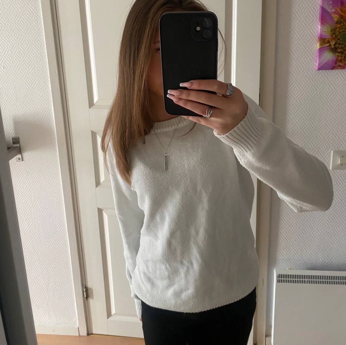 Vit stickad tröja - 91