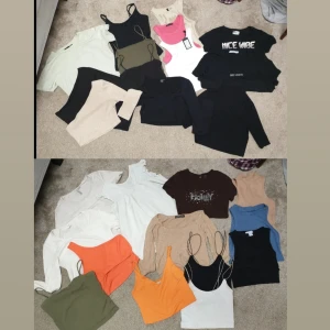 STORT klädpaket (68 plagg) - 68 plagg totalt. 34st Toppar. 6st tjocktröjor. 2st shorts. 5st kjolar. 9st kortare klänningar. 1st långklänning. 5st mjukisbyxor (bla Adidas och puma). 1st Linnebyxor. 1st Stronger träningstights. 4st jeans (bla Zara och diaina jeans). Först t kvarn.