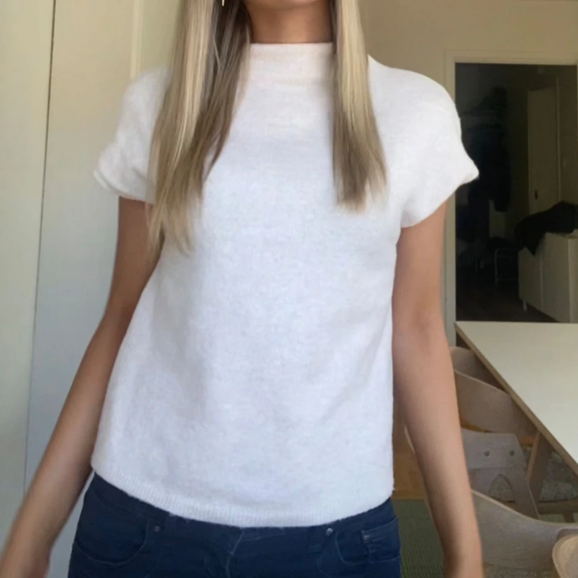 Beige stickad T-shirt 