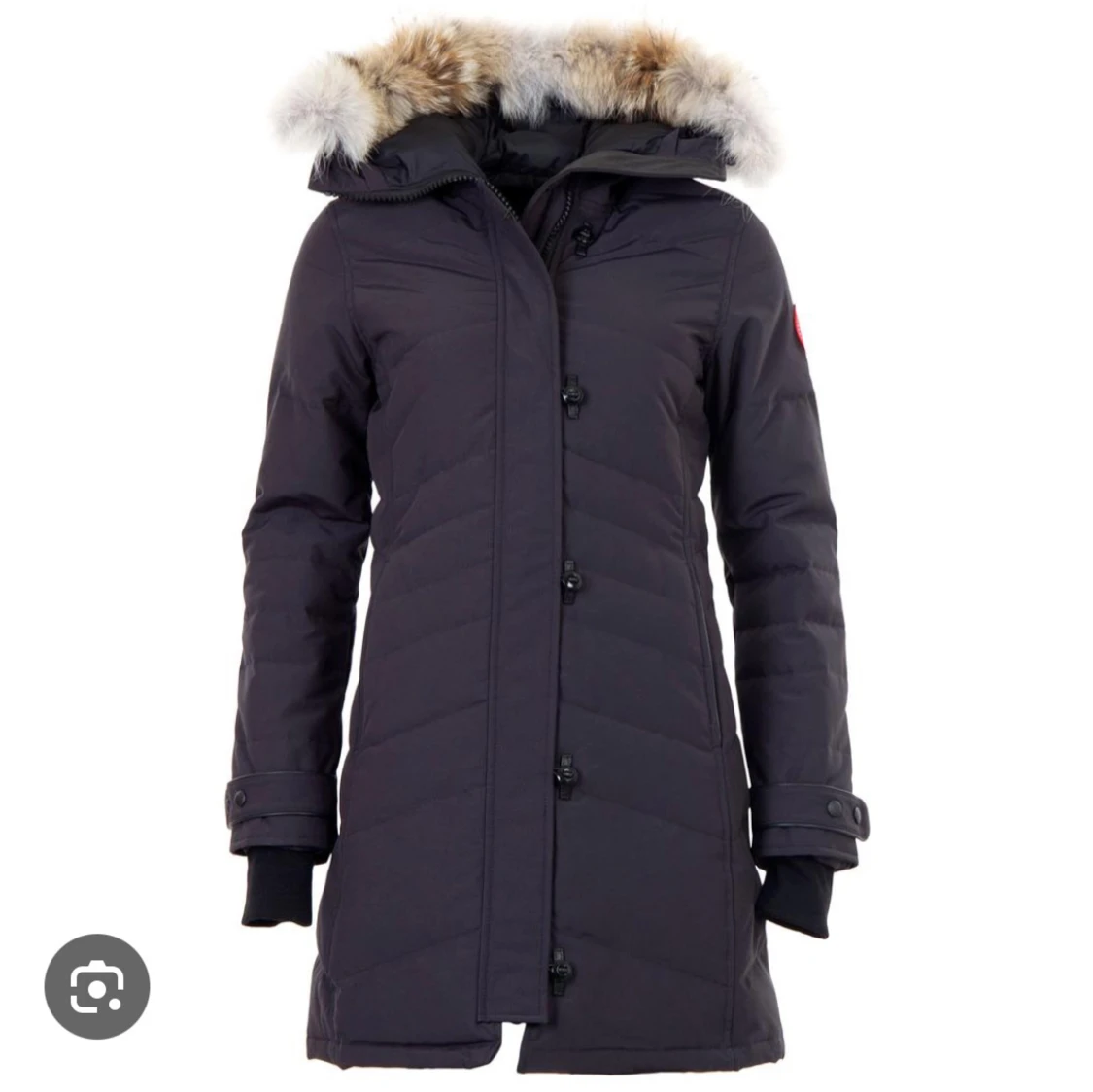 Svart Canada goose jacka (Lorette parka) med pälsdetaljer 
