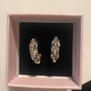 Silvriga örhängen med nitar - Jätte fina Edblad örhängen, köpta för ett tag sen men sparsamt använda. Boxen följer med, priset kan diskuteras!💕säljer även matchande ringen, ifall man köper båda kan man få för billigare. 