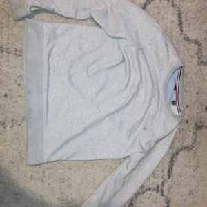 Grå tröja från GANT - Säljer en stilren grå tröja från GANT med broderad logga på bröstet. Tröjan har långa ärmar och en klassisk rund halsringning. Perfekt för en avslappnad och snygg look.