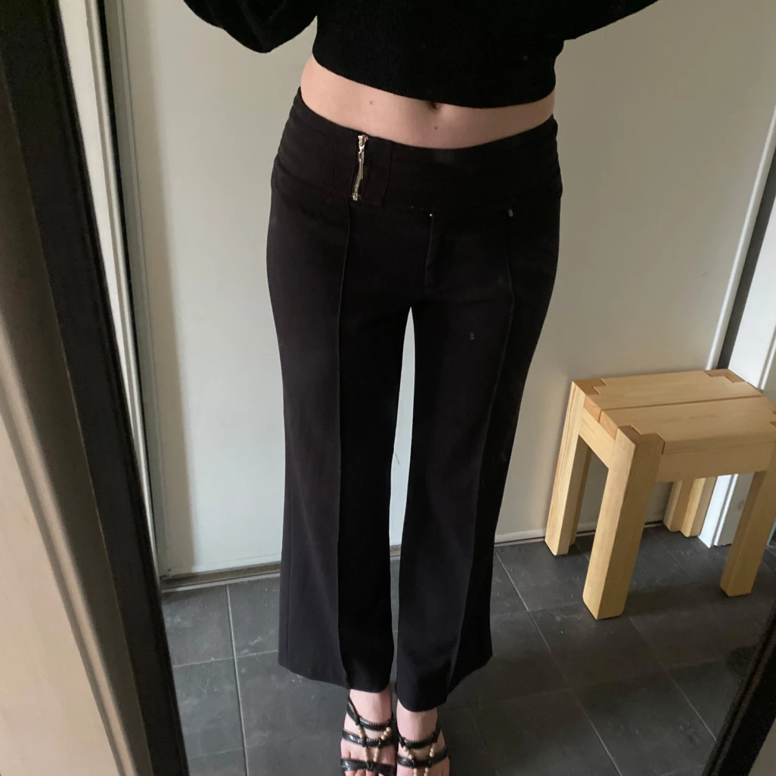 Y2k low waist bootcut kostymbyxor  - 2