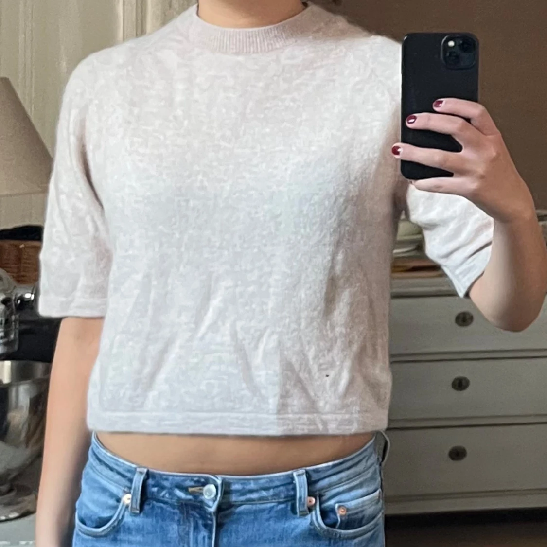 &other stories stickad beige topp - 92