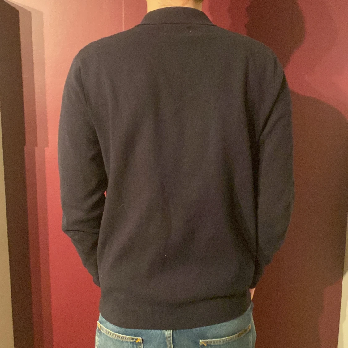 Mörkblå långärmad tröja med dragkedja - 91