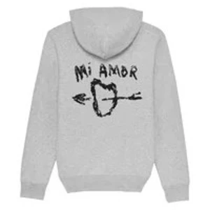 Grå hoodie med tryck - Säljer min jättefina mi Amor hoodie, använt men sparsamt. Den är i jättebra skick kom privat för egna bilder