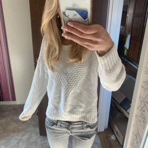 Vit stickad tröja H&M - S