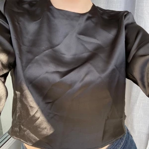 Fest topp - Festlig/ fin blus i sidenmaterial. Använd en gång. Lite croppad. Ser bättre ut strykt. Hör av dig om du har frågor🩵