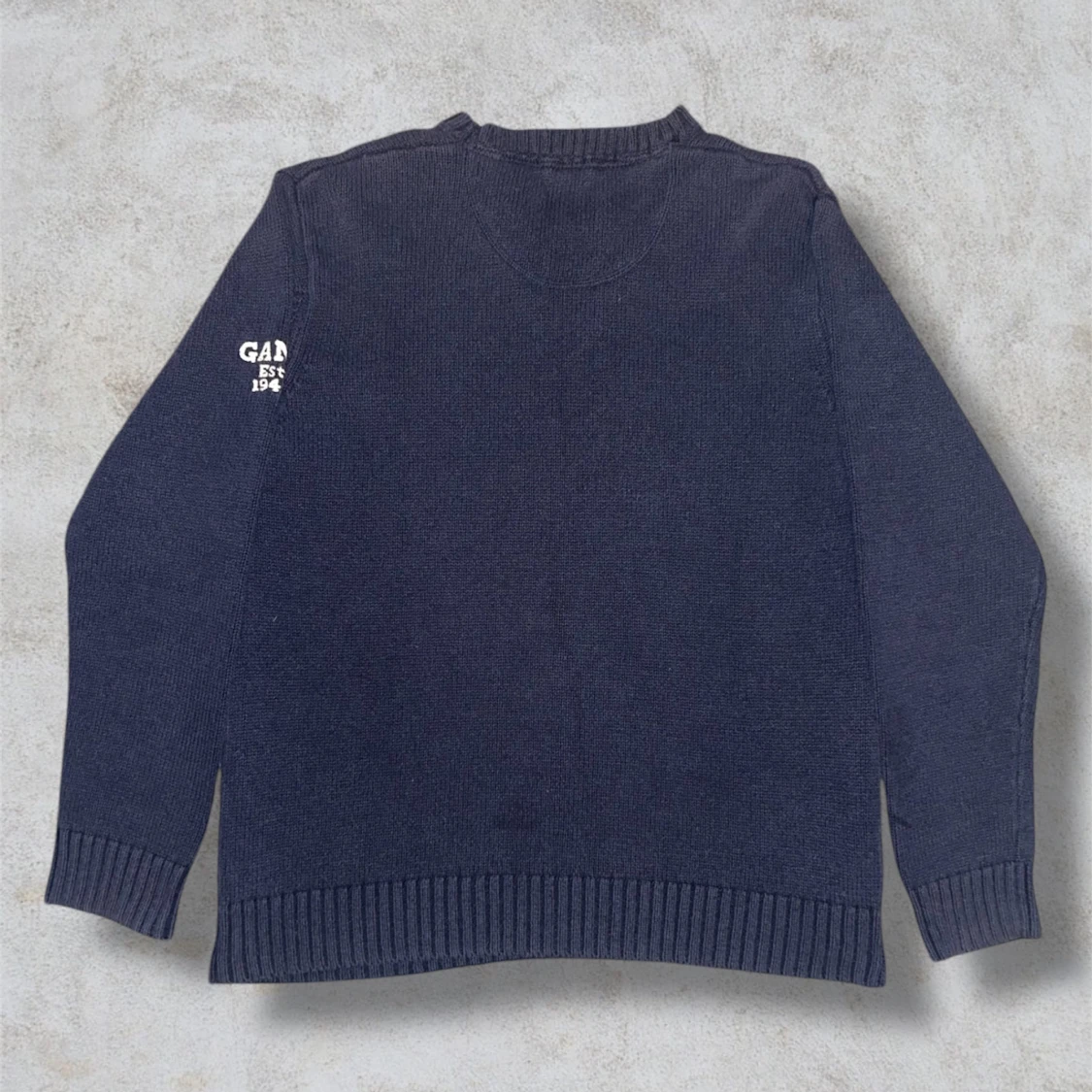 Marinblå Stickad Gant Crewneck - 1