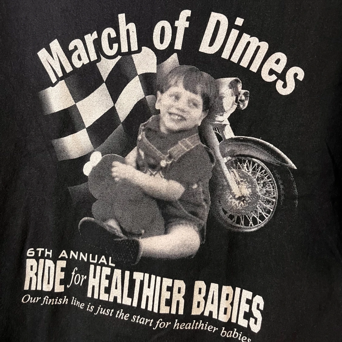 Svart vintage t-shirt med March of Dimes-tryck - 90