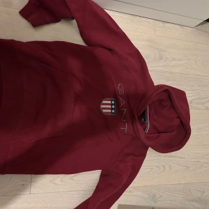 Röd hoodie från GANT - Snygg röd hoodie från GANT med logga och emblem på bröstet. Perfekt för en avslappnad stil med en klassisk touch. 