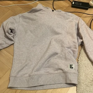 Grå hoodie från Les Coyotes de Paris - Säljer en grå hoodie med lila toner från Les Coyotes de Paris med texten 'COYOTES' i Grön på baksidan. Fråga för fler bilder