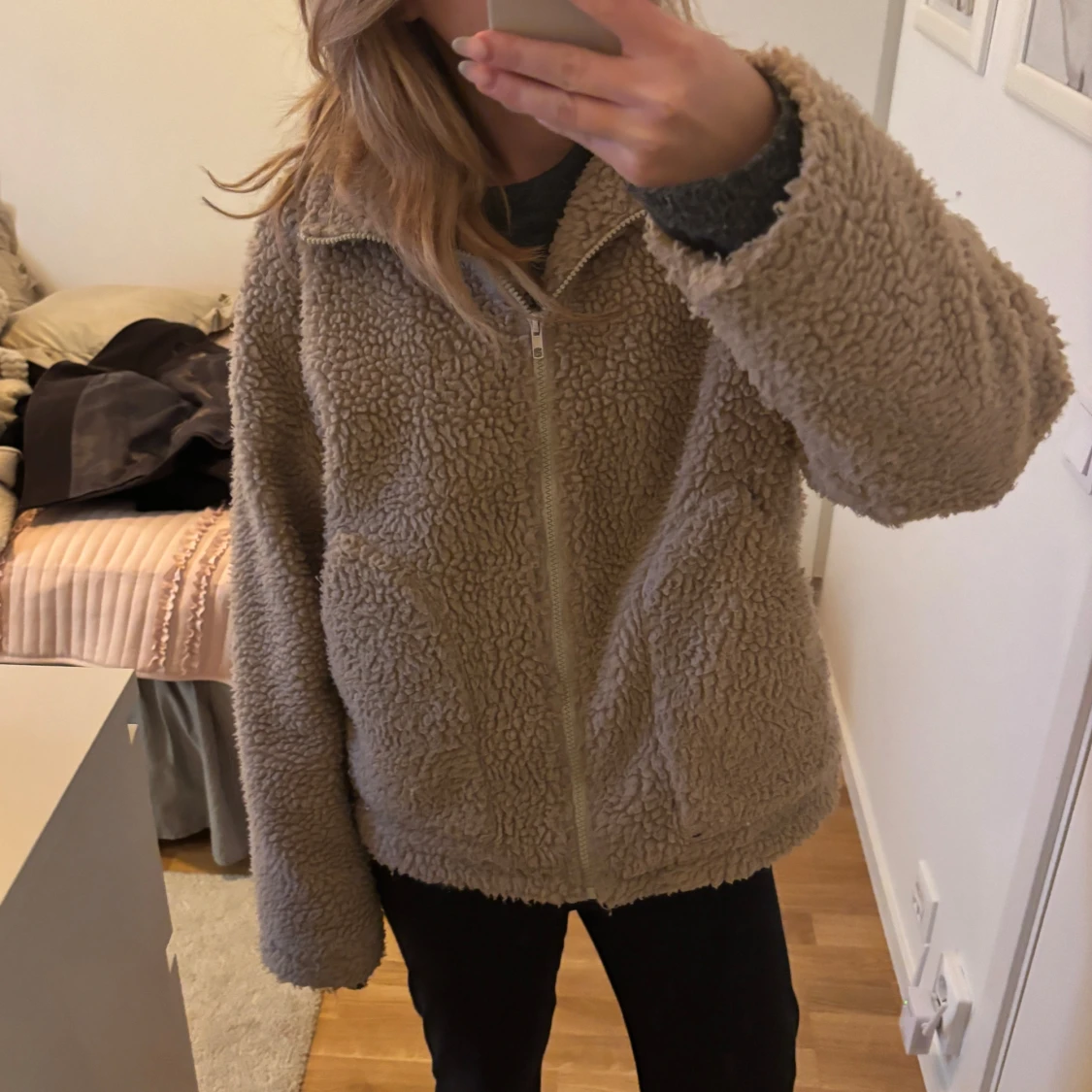 Beige teddyjacka - 90