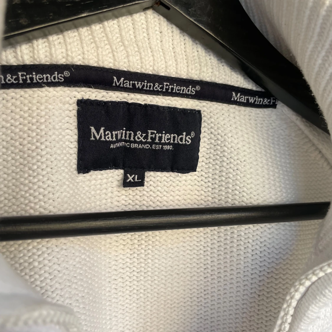 Vit stickad zip-up kofta - 93