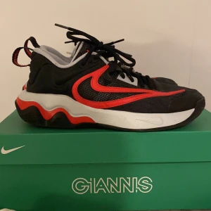 Nike Giannis sneakers i svart och rött - Säljer ett par Nike Giannis basketskor är i mycket bra skick, original box ingår