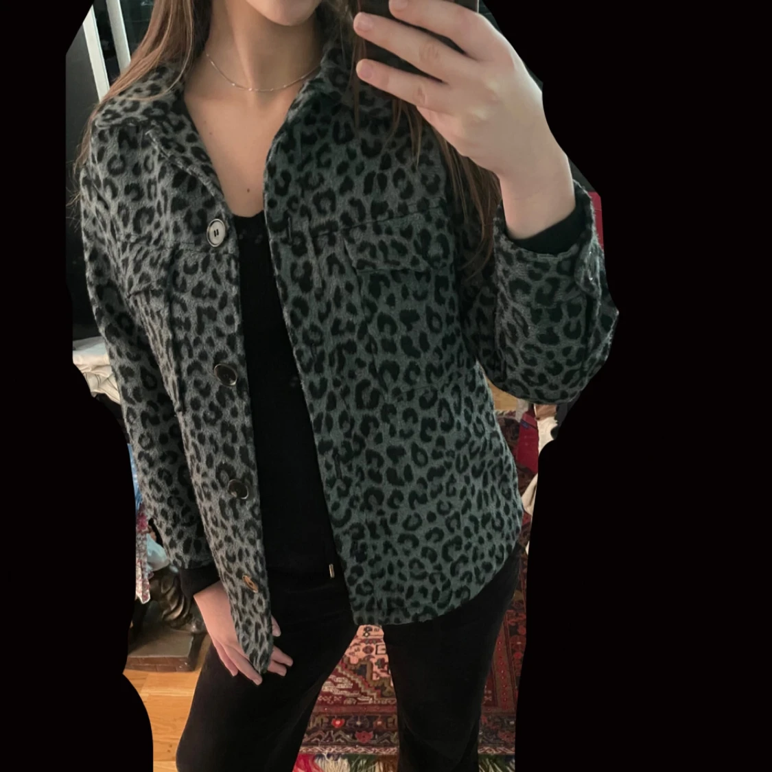 Grå leopardmönstrad jacka - 90