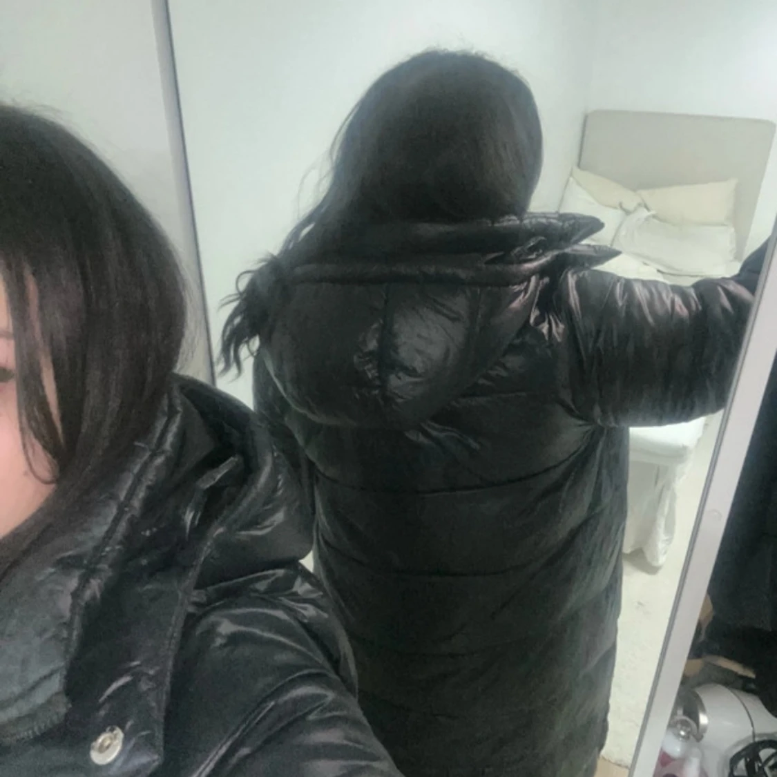 Svart lång pufferjacka från 157 - 92