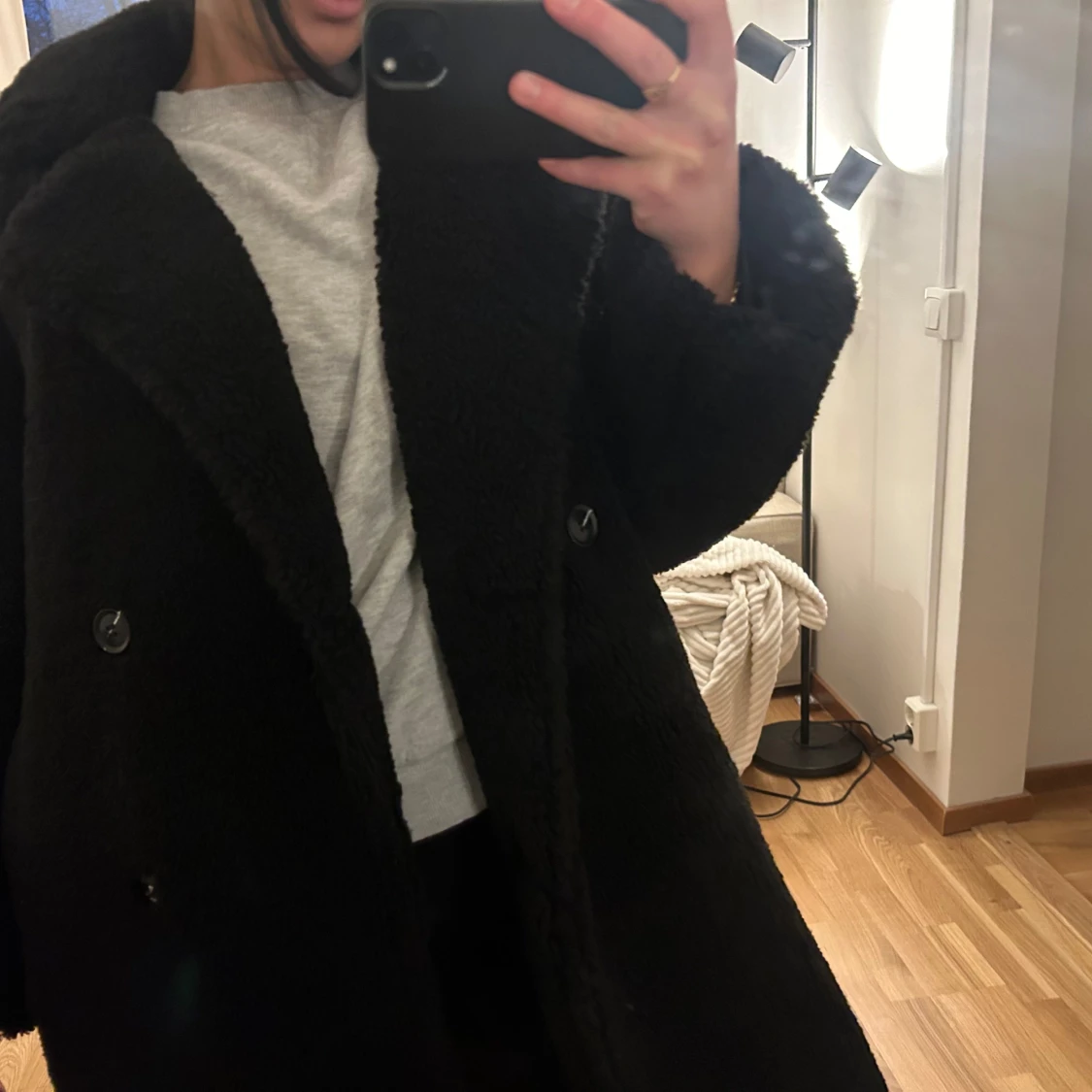 Svart pälsjacka - 90