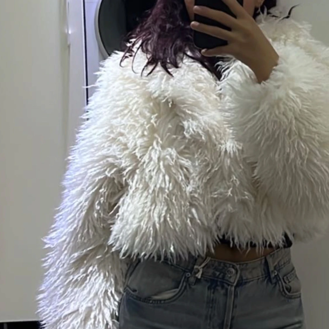 Vit pälsjacka - 90