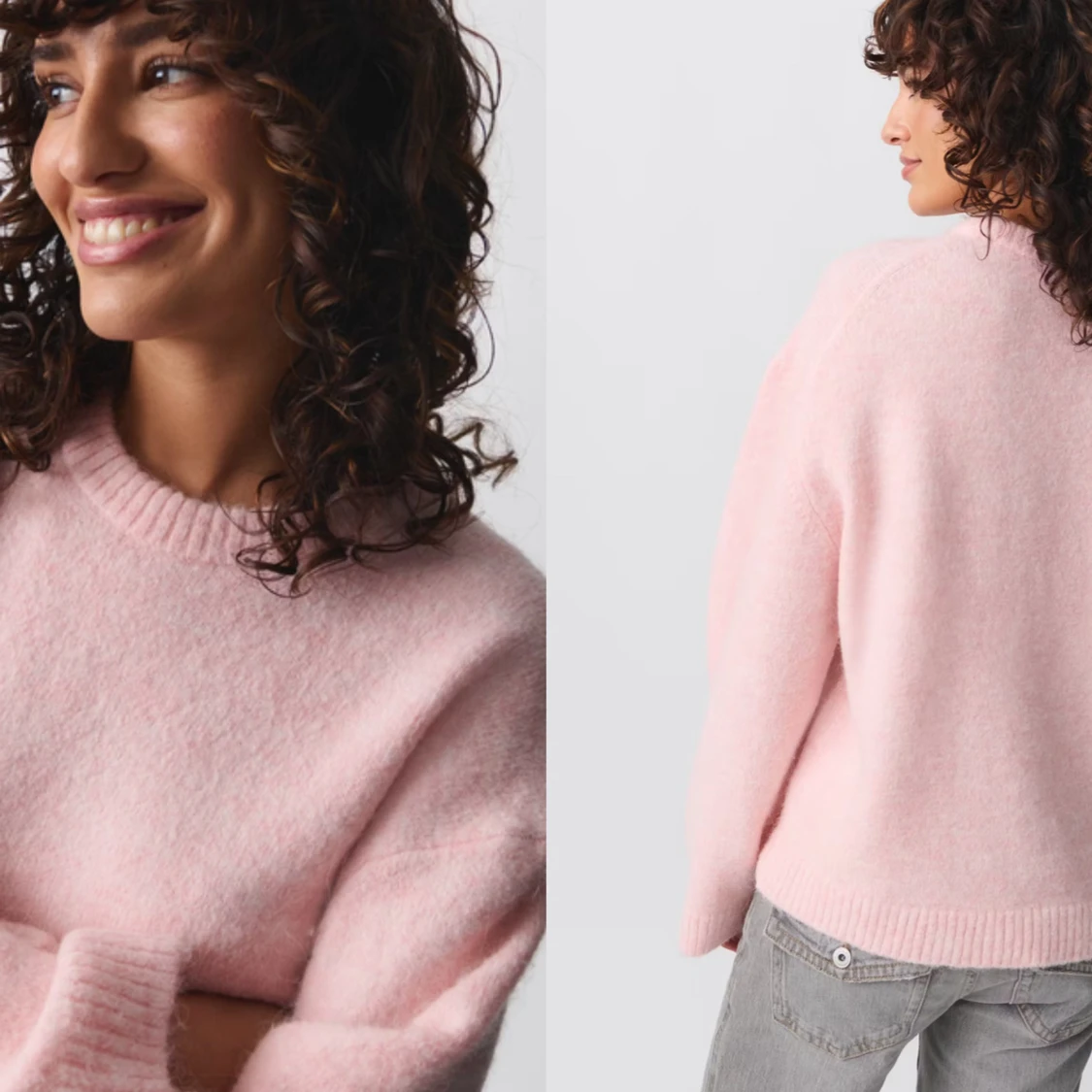 Mysig rosa stickad tröja från Gina Tricot - 92