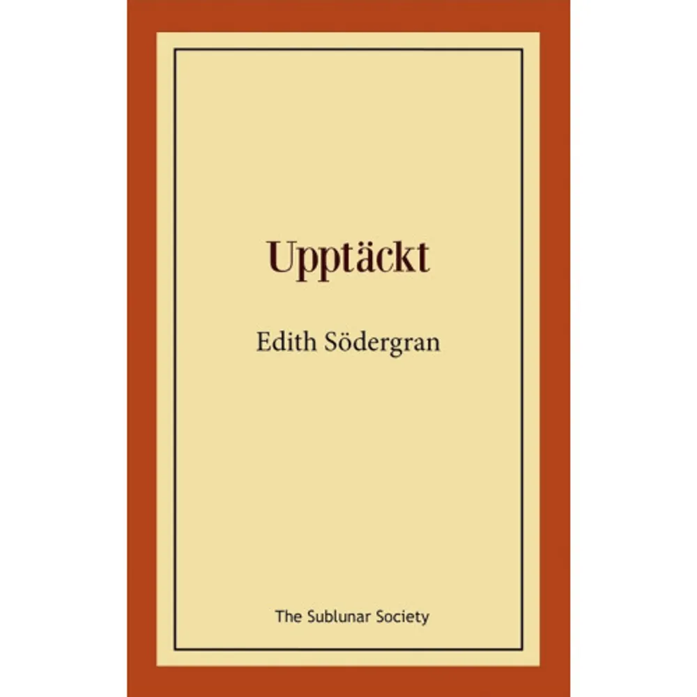 Föreliggande volym innehåller dikter och aforismer av en av våra viktigaste lyriker och modernister, Edith Södergran (1892-1923). Här finns ungdomsdikter på svenska som emanerar från skrivboken Vaxdukshäftet, vilken påbörjades 1907 och innehöll dikter på flera språk. Vaxdukshäftet ger bl.a. en djuplodande bild av hur en ung människa närmar sig poesin och hur hon får utlopp för sitt uttrycksbehov under en krisartad period.. Den postuma diktsamlingen Landet som icke är (1925) innehöll Södergrans sista diktning. För Södergran som tvingades leva i sjukdomens, ensamhetens och lidandets land var dikterna visioner av drömland, själens landskap: ”landet som icke är”.. Aforismsamlingen Brokiga iakttagelser (1919) innehåller snabba associerande och sinnliga bilder, som ger avslöjande blickar i Södergrans tankeliv. Aforismerna kan ha tillkommit under ett antal år och spänner över flera ämnesområden...    Format Häftad   Omfång 112 sidor   Språk Svenska   Förlag The Sublunar Society   Utgivningsdatum 2018-08-28   ISBN 9789188221599  . Böcker.