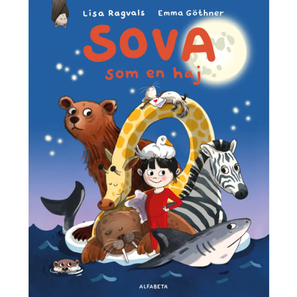 Billie tycker att det är tråkigt att sova i sin säng. Tänk om hon kunde sova upp och ner istället, som en fladdermus. Eller stående, som en zebra. Hon bestämmer sig för att testa. Men hur sover egentligen björnar, illrar, sniglar och giraffer? En del djur sover lite krångligt, som fladdermusen som hänger upp och ner och håller i sig med fötterna. Andra, som giraffen, sover max två timmar om dygnet. Att sova med öppna ögon som vissa hajar, är ingenting för en människa. Men ibland önskar vi att vi var som björnen och grodan och fick sova bort hela kalla vintern. »Vilken charmig godnattsaga. Illustratörens bilder är så roliga!« Norra skåne»Gullig godnattsaga« Mama»Sova som en haj är en perfekt godnattsaga! Kreativ och rolig.« Bibliotekstjänst»Boken är rolig och lärorik med passligt korta texter om hur de olika djuren sover. Bilderna är så fina, en riktig mysbok som passar både till godnattsaga och att läsa vilken tid som helst på dygnet.« Dianas bokhylla »Faktaspäckad bilderbok med underbara illustrationer, perfekt som godnattsaga för det vetgiriga barnet som har svårt att sova på kvällen.« Bokkoll»»Sova som en haj är ett mästerligt samarbete, med en påhittig och informativ text och humoristiska färgillustrationer som fulländar berättelsen.« Bokkoll»Illustrationerna förstärker texten och flirtar med oss läsare. Vi riktigt ser vad Billie tänker och det får oss att le medan vi läser.« Betyg 5 av 5:Gustavs bokhylla