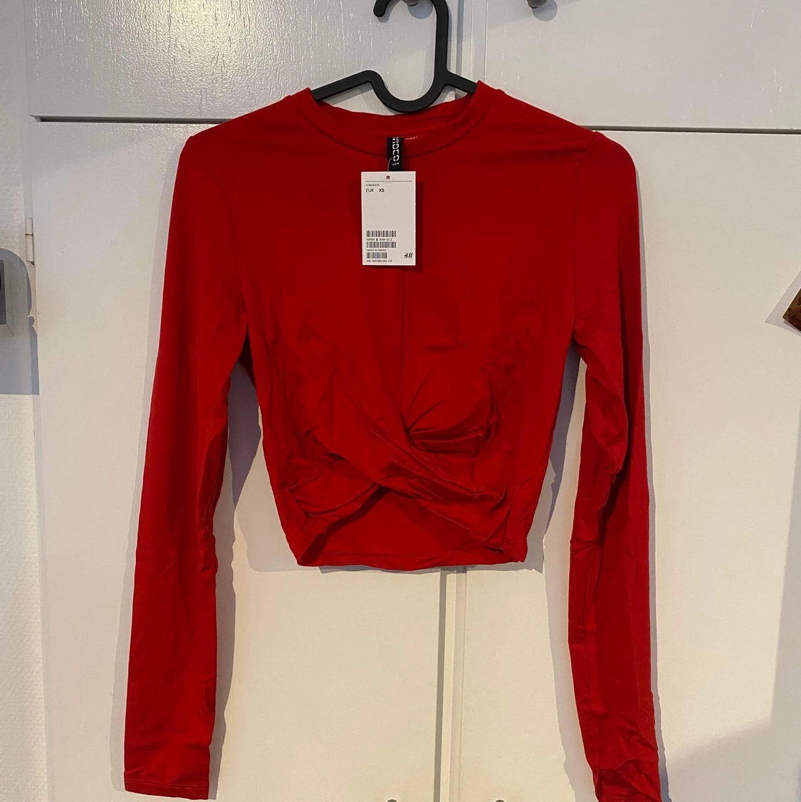 Rød langærmet bluse - 90