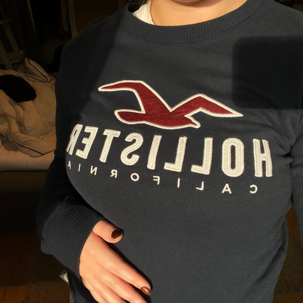 Marinblå hollister sweatshirt i storlek XS. Säljer då den inte kommer till användning. Använd kanske 4 gånger så i princip nyskick. Köpt för 549kr. Skriv för mer information eller bilder ☺️. Tröjor & Koftor.