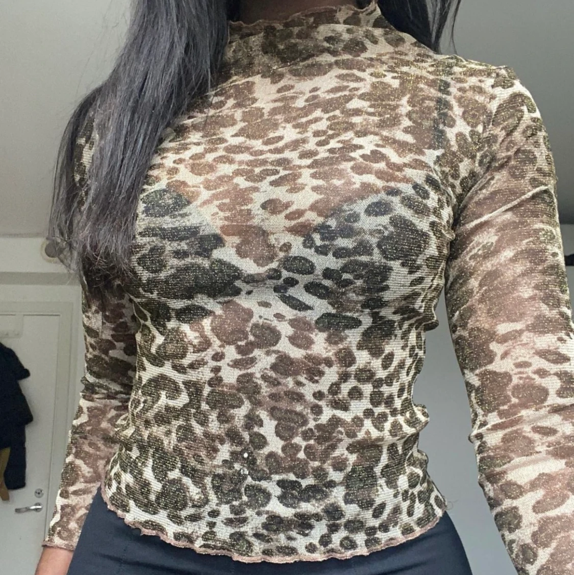 Seethrough leopard topp