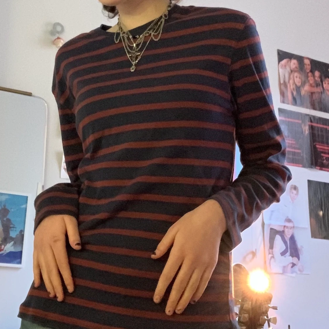 Blå,röd randig tröja stl: S/M - 90