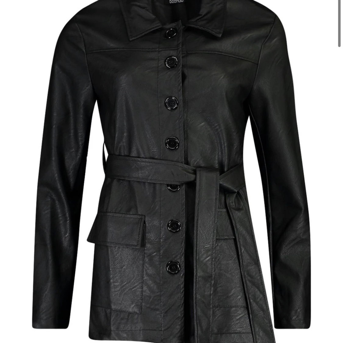 Svart Läder Jacka - 90