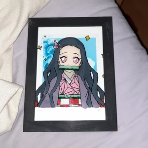 Anime målade tavlor - (Förlåt för bilden kameran är repig)                              Tar beställningar på olika anime charaktärer. Kan göra olika stora och göra på mobil skal