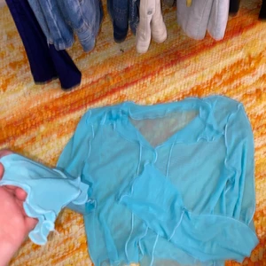 Meshtop ljusblå  - En jätte fin härlig mechtopp som är genomskinlig, så snygg till ett par jeans och ett par snygga klackar! 
